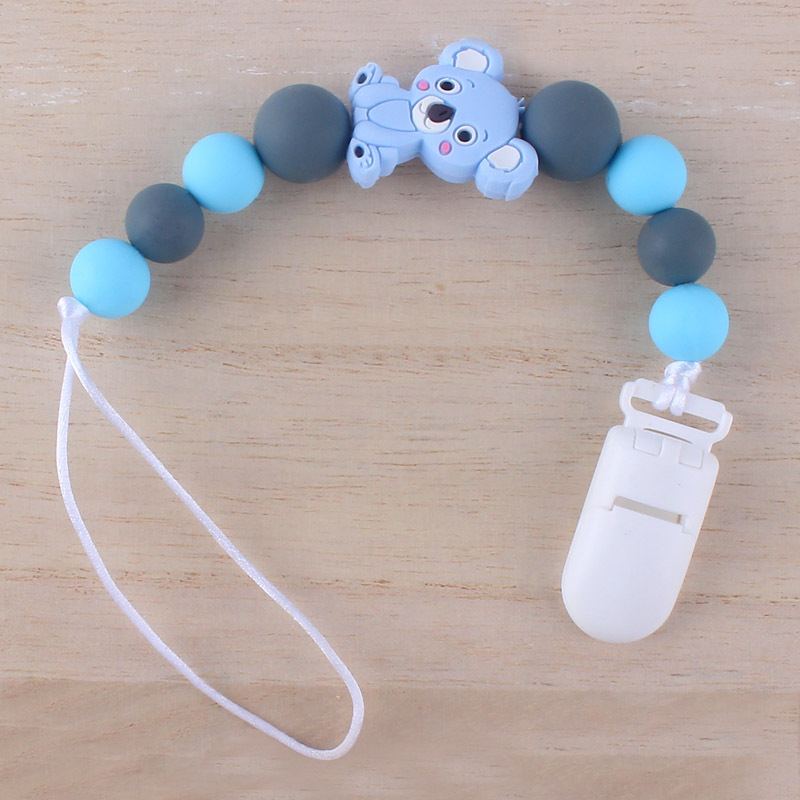 INS baby Safty Silicon Pacifier Holders Clips Candy Colors Beads Ball Design Health Care Teething Pacifier Anti-drop Chain Infant Suitable For 0-3Mont