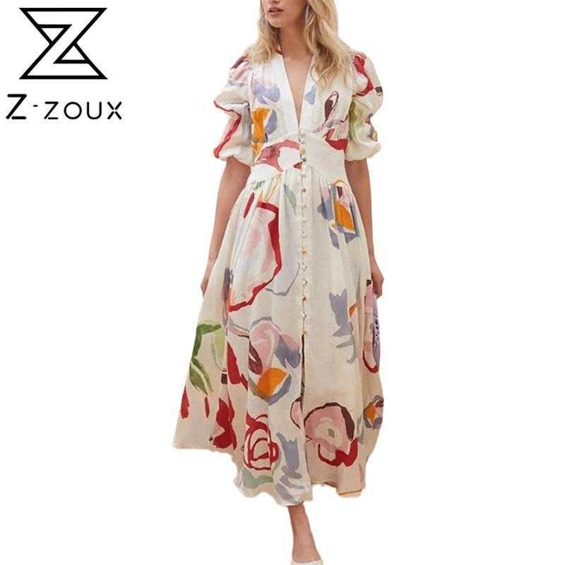 Women Dress Printed Chiffon es V Neck Puff Sleeve Maxi Single Breasted Large Hem Bohemian es Summer 210524, White
Women Dress Printed Chiffon es V Neck Puff Sleeve Maxi Single Breasted Large Hem Bohemian es Summer 210524, White