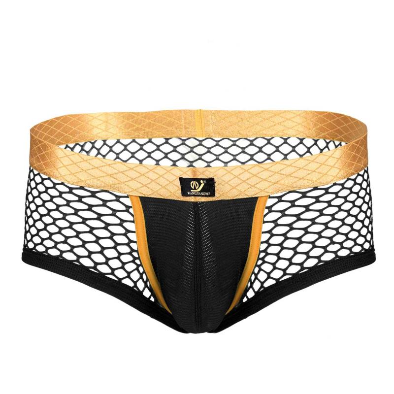 Underpants Men Sexy See Through Boxer Briefs Panties Openwork Mesh Breathable Bikini Underwear Swimwear Swimming Suit