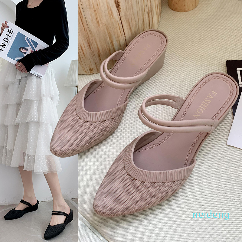 Women's Sandals 2021 pointy shallow shoes women Baotou sandals heel woven casual shoes sandals women