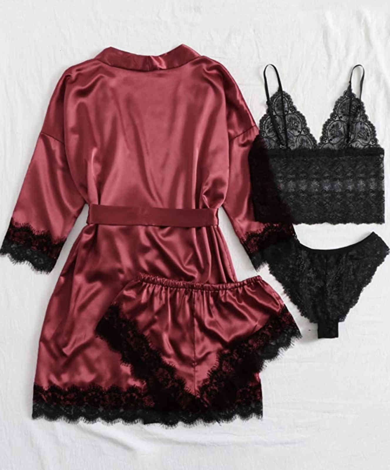 Satin Pamas for Women - Sexy Lace Ladies Home Service Suits, Casual Sleepwear
