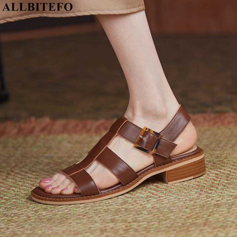 ALLBITEFO genuine leather buckle thick heels women shoes summer women sandals women heels shoes high heels shoes 210611, As picture 
ALLBITEFO genuine leather buckle thick heels women shoes summer women sandals women heels shoes high heels shoes 210611, As picture