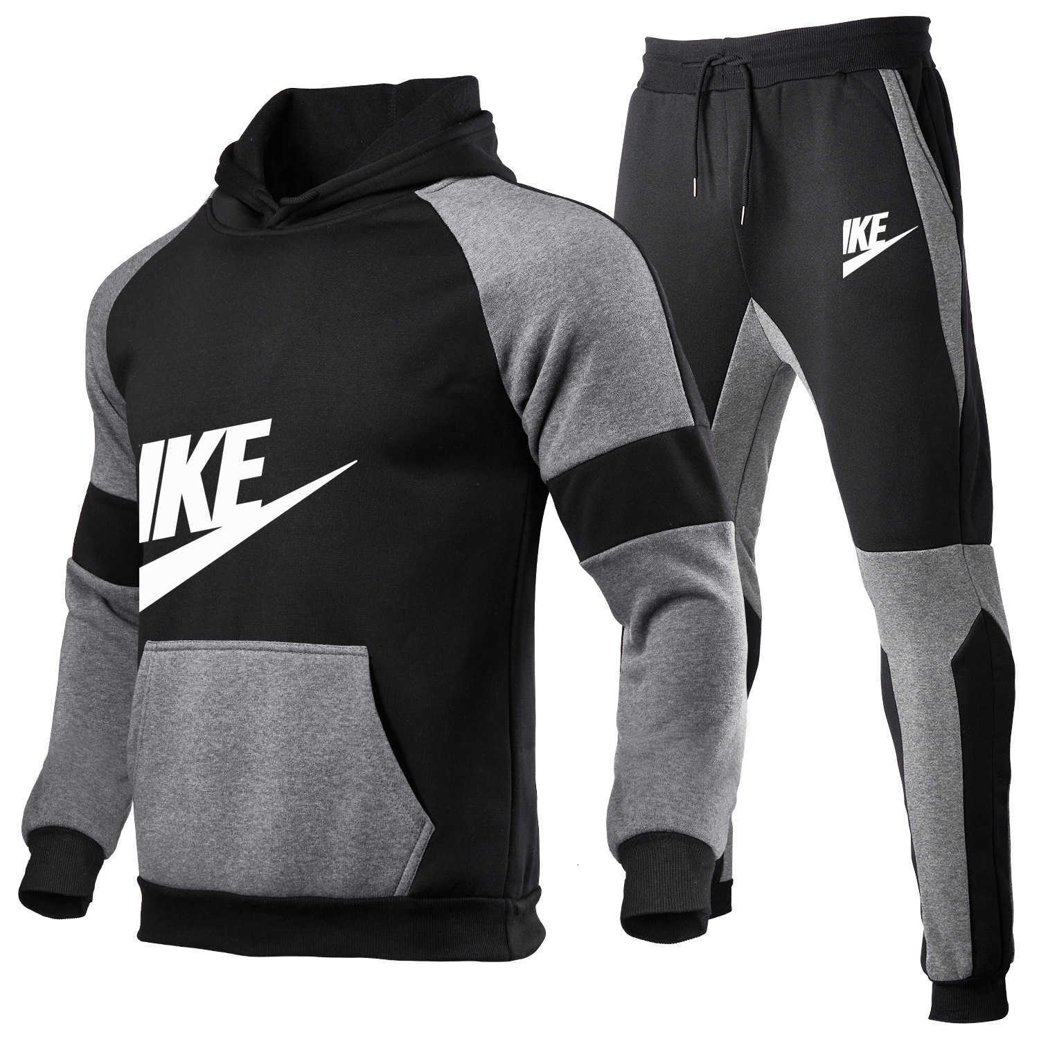 Tracksuit Men' Large Color Matching Hoodie Suit PQ1S, 1 light grey with dark grey
Tracksuit Men' Large Color Matching Hoodie Suit PQ1S, 1 light grey with dark grey