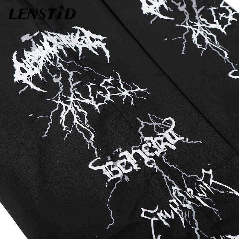 LENSTID Men Hip Hop Lightning Printed Baggy Joggers Pants Harajuku Streetwear Sweatpants Casual Summer Harem Track Trousers 211112