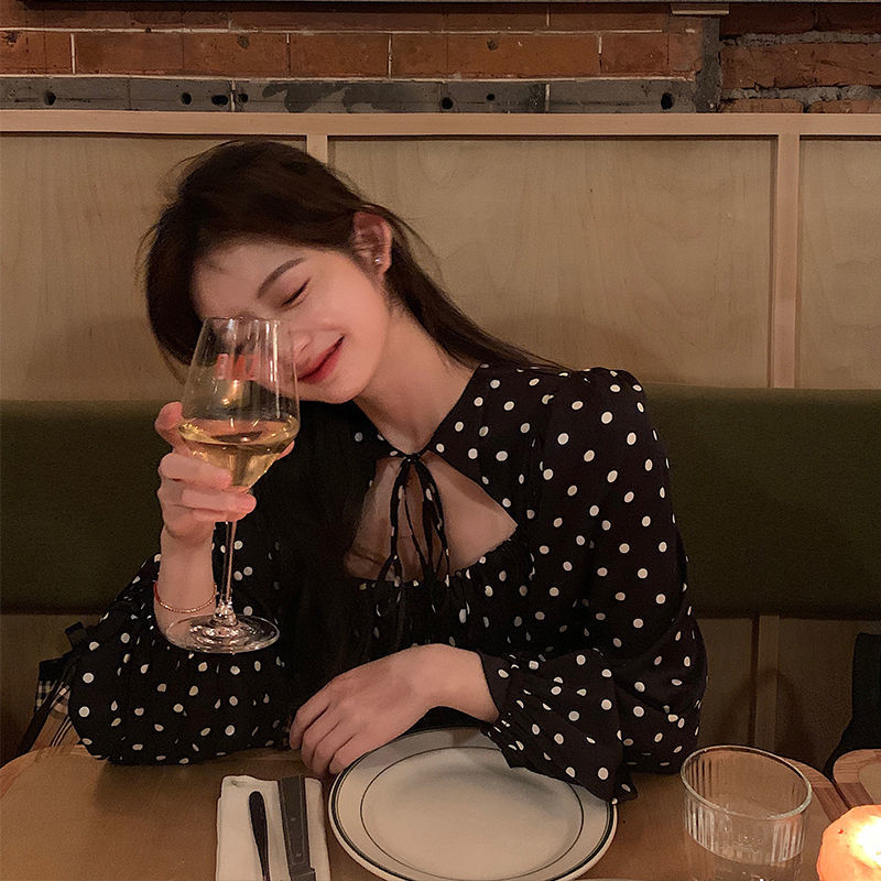 Summer Dress Female Vintage Elegant High Waist Dot Puff Sleeve Dress Evening Party Casual Chic Kawaii Women Korea Style 210521