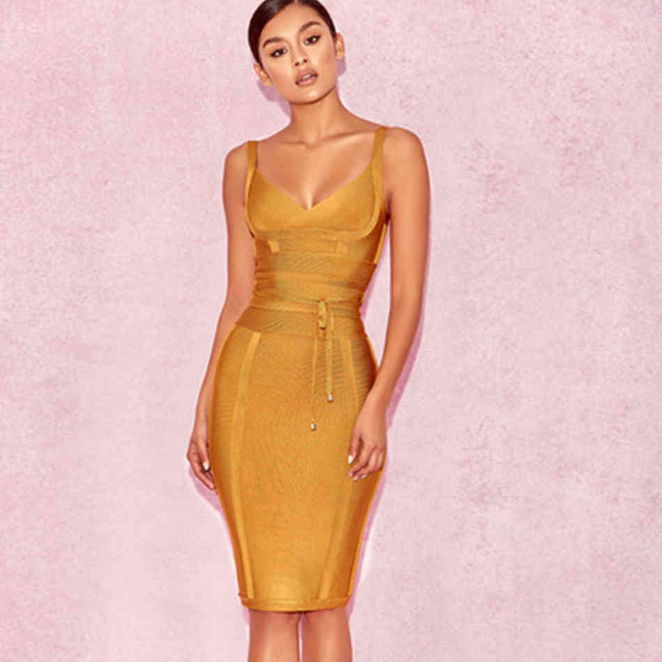 Women Bandage Dress Rayon Sleeveless Summer Arrivals Sexy Deep v Neck Vestido Bodycon Club Party es 210524