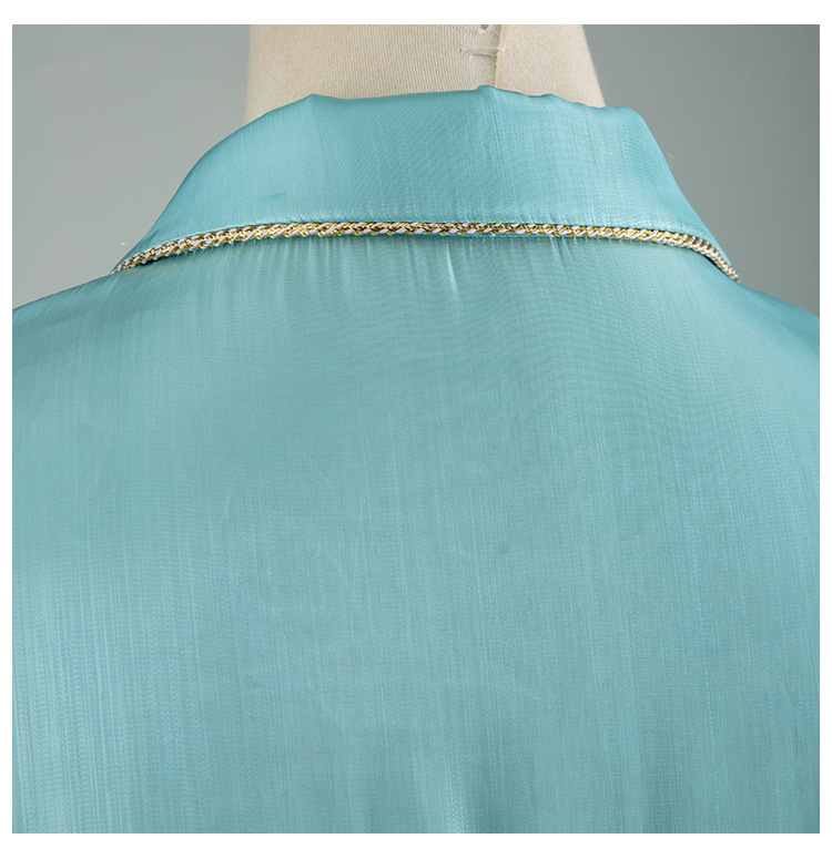 [EWQ] Spring New Sweet Green Shirts Coats Women Long Sleeve Ladies Blouses Tops Pocket Fashion Women Feather Clothing QV301 210423