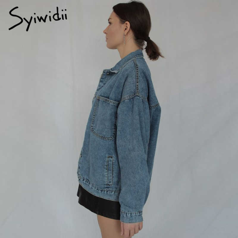 Syiwidii Jean Jacket Women Clothes Oversized Jeans Denim Coat Korean Coats Spring Fall Jackets for Women Solid Casual 210923