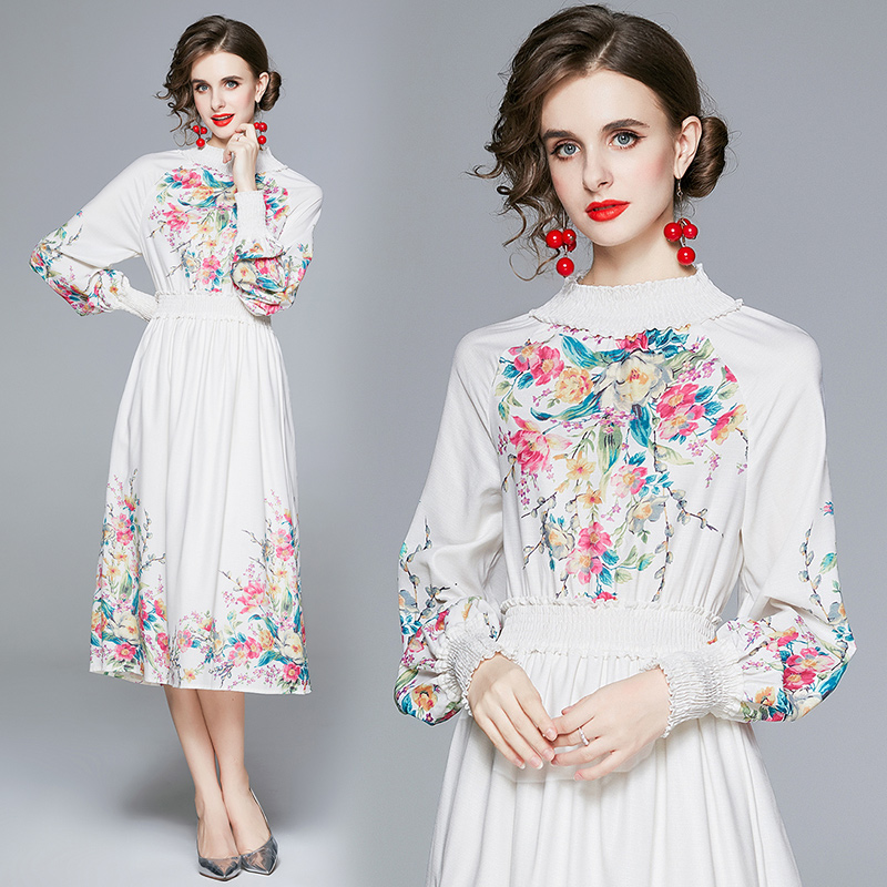 2021 Runway Floral White Pleated Dress Ladies Designer Long Sleeve Mock Neck Printed Prom Slim A-Line Midi Dresses Business Party Office Autumn Winter Women Clothes, 02
2021 Runway Floral White Pleated Dress Ladies Designer Long Sleeve Mock Neck Printed Prom Slim A-Line Midi Dresses Business Party Office Autumn Winter Women Clothes, 02