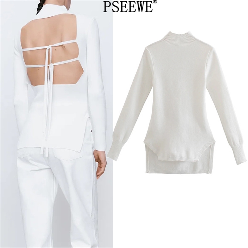 White Knitted Top Woman Spring Chic Opening Back High Neck Long Sleeve Women Asymmetric Hem Sexy Streetwear 210519
White Knitted Top Woman Spring Chic Opening Back High Neck Long Sleeve Women Asymmetric Hem Sexy Streetwear 210519