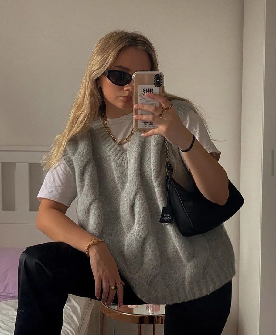 Autumn Spring Sleeveless Sweater Vest Women Elegant Korean Style Casual Loose Women's Pullovers Female Jumpers Clothing 210521