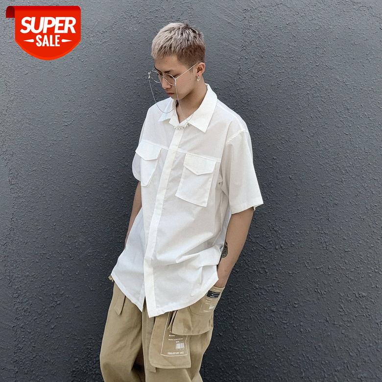 Men's black and white shirt short sleeve tooling loose solid color Japanese Harajuku style dark #5s4v
Men's black and white shirt short sleeve tooling loose solid color Japanese Harajuku style dark #5s4v