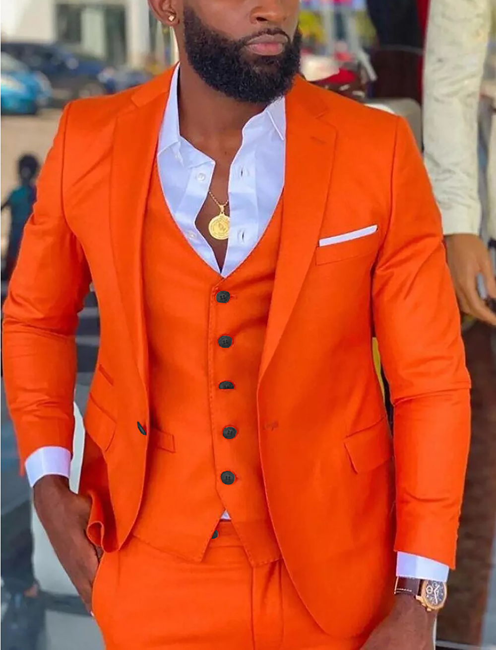 Casual Mens Suit Slim Solid Tuxedos 3 Piece For Wedding Blazer Vest and Pants, Brown
Casual Mens Suit Slim Solid Tuxedos 3 Piece For Wedding Blazer Vest and Pants, Brown