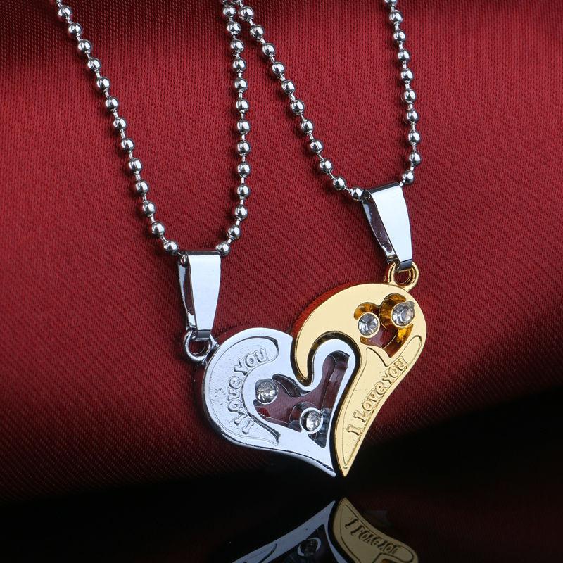 Pendant Necklaces 2PCS I Love You Gold Silver Color Two Heart Necklace Charm Crystal Jewelry Lovers Couples Party Choker Bijoux
Pendant Necklaces 2PCS I Love You Gold Silver Color Two Heart Necklace Charm Crystal Jewelry Lovers Couples Party Choker Bijoux