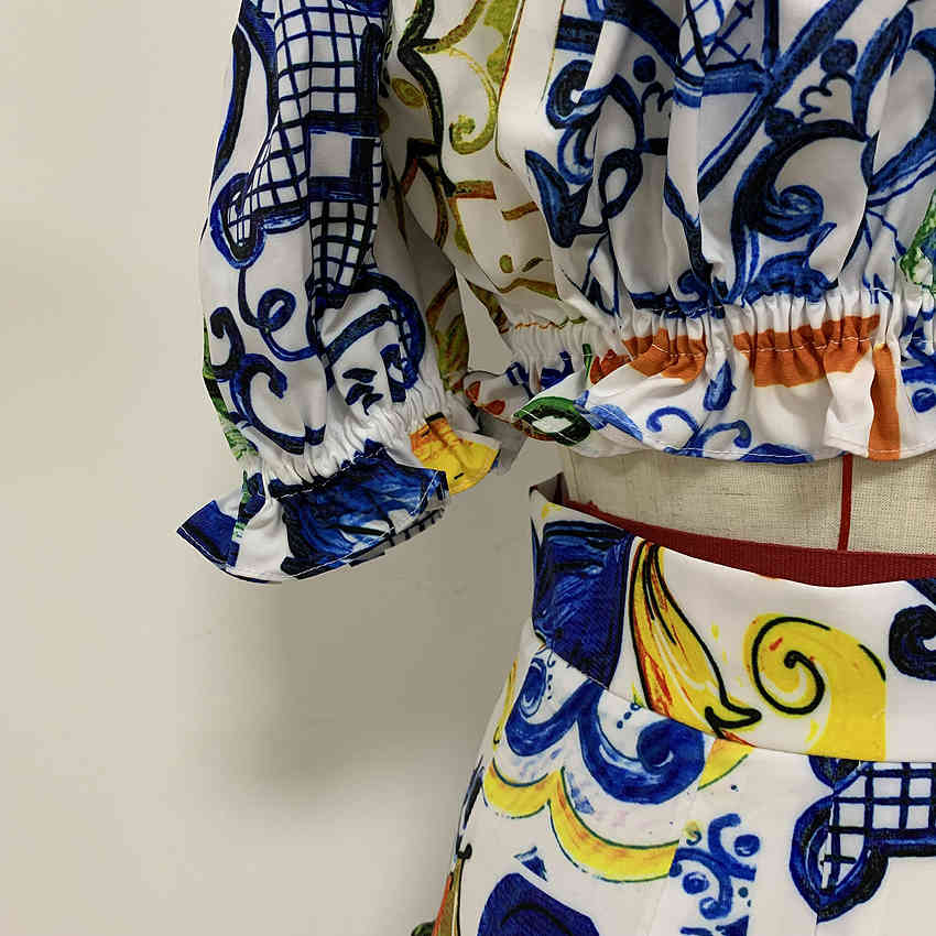 TOP QUALITY est Stylish Suit Set Women's Spaghetti Strap Camis Top Gorgeous Floral Print Ruffle Skirt Clothing 210521