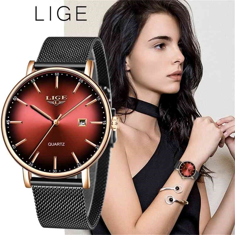 LIGE Fashion Women Watch Top Brand Luxury Ladies Mesh Belt Ultra-thin Watch Stainless Steel Waterproof Quartz Watch Reloj Mujer 210517, Red
LIGE Fashion Women Watch Top Brand Luxury Ladies Mesh Belt Ultra-thin Watch Stainless Steel Waterproof Quartz Watch Reloj Mujer 210517, Red