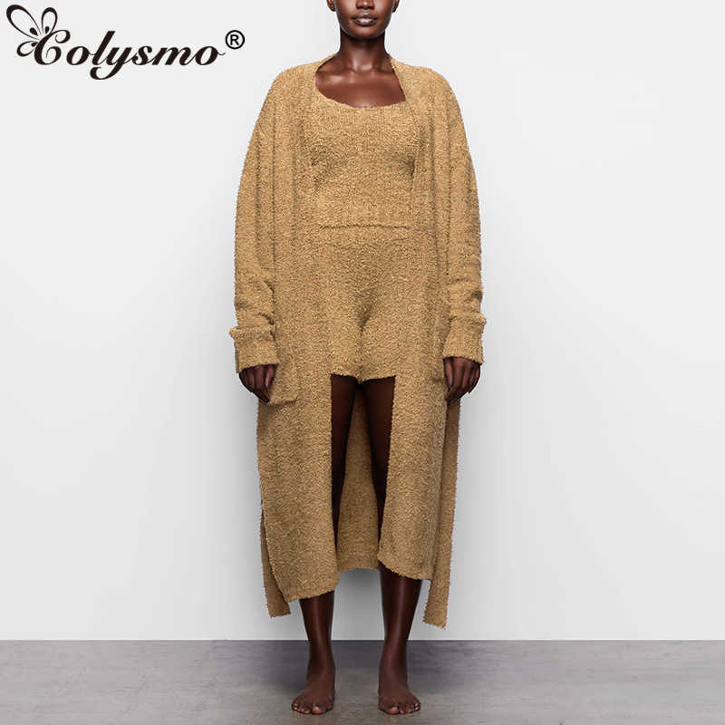 Colysmo Winter Sweater Coat Women Warm Soft Long Sleeve Oversized Loose Cardigan Solid Color Lounge Wear Knitted Casual Tops 210527
