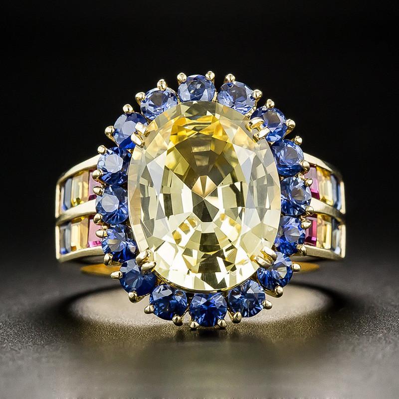 Cluster Rings Bamos Yellow & Blue Zircon Antique Ring Luxury Oval Engagement Wedding For Women Vintage Gold Color Jewelry Gift
Cluster Rings Bamos Yellow & Blue Zircon Antique Ring Luxury Oval Engagement Wedding For Women Vintage Gold Color Jewelry Gift