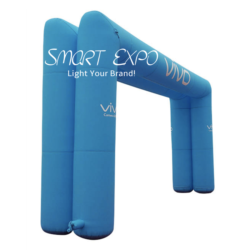 Inflatable Racing Archway Dual Square Combined Set 0.8xW8xH4m with Full Color Printing and Blower