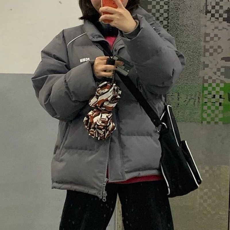 women's parka coat fashion basic cotton down jacket winter soft and thick leisure stand-up collar 211013