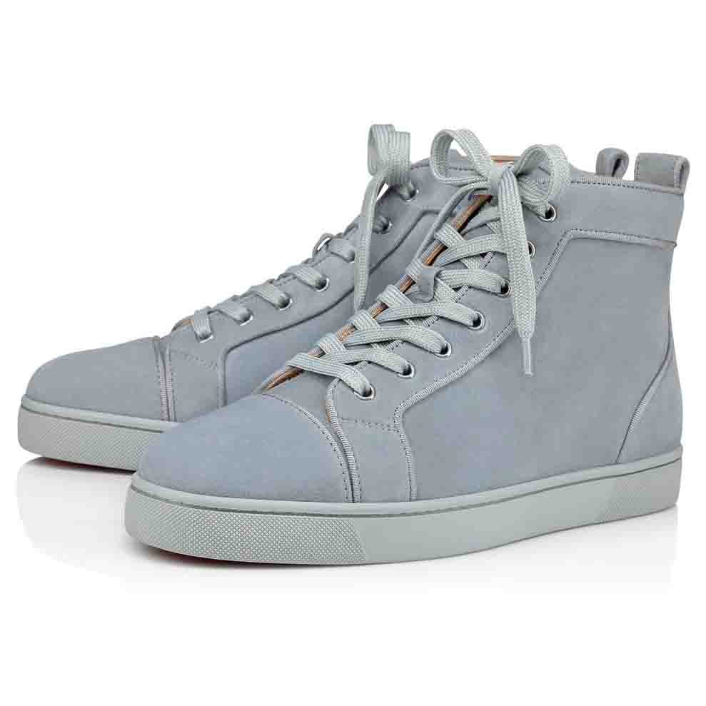 Suede simple men's casual shoes grey blue flat bottom comfortable board women's sandshoe sportswear Couple lace up high top shoes 2styles