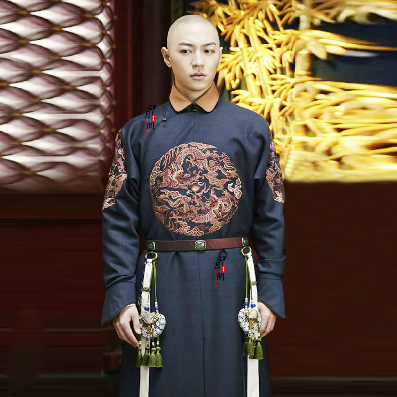 Ancient China Ethnic Clothing Qing Dynasty men Manchu clothes Kangxi Qianlong King's Dragon Robe Film TV Performance Emperor's Royal Costume