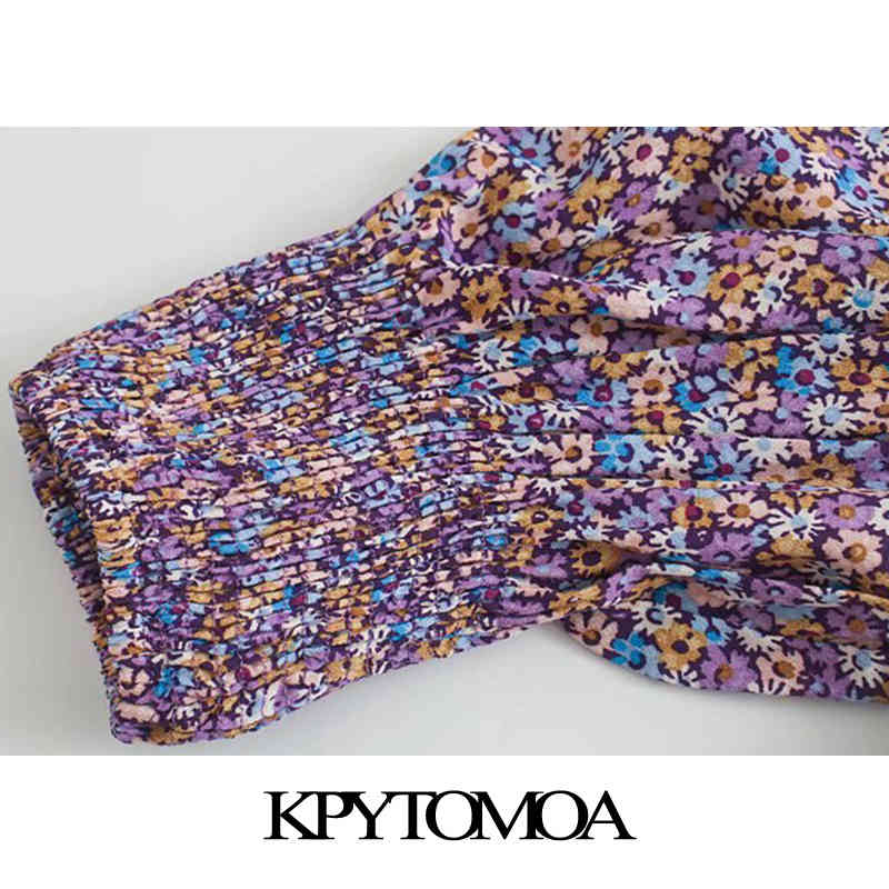 Women Chic Fashion With Shoulder Pads Printed Mini Dress Short Sleeve Back Elastic Female Dresses Mujer 210420