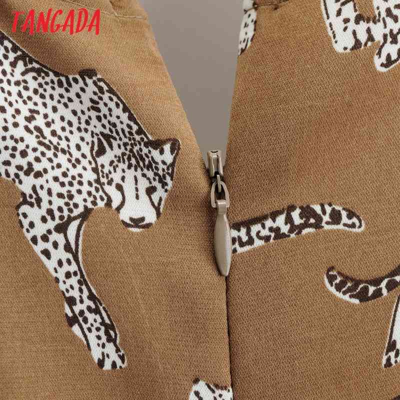 Women Vintage V Neck Animal Playsuits Long Sleeve Rompers Ladies Casual Chic Jumpsuits 1F62 210416