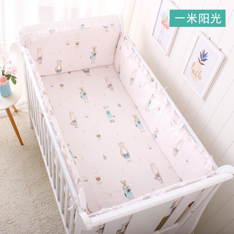 Bedding Sets 5Pcs Set Nordic Ins Baby Crib Bumper Cotton Cute Cartoon Print Bed Sheets Kids Room Children Decorative Cushion quality 240925