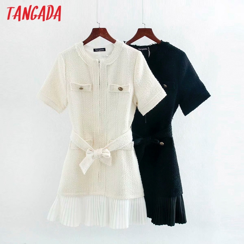 Fashion Women Solid Elegant Tweed Short Sleeve O Neck Ladies Mini Dress 4Y05 210416, Black
Fashion Women Solid Elegant Tweed Short Sleeve O Neck Ladies Mini Dress 4Y05 210416, Black
