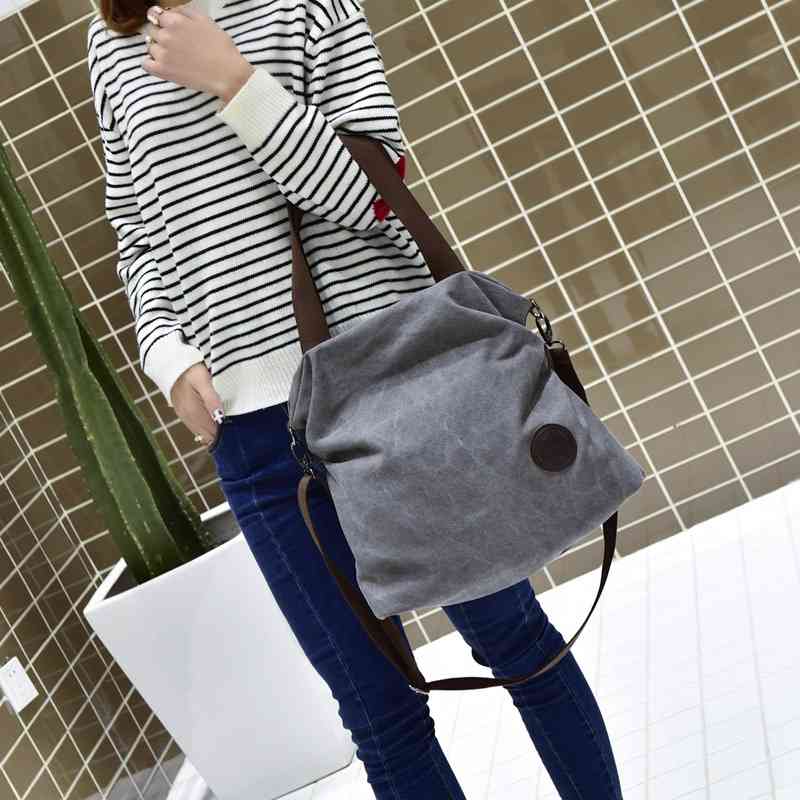 Leisure Women's simple art portable one shoulder messenger women's large capacity multi compartment canvas bag, White
Leisure Women's simple art portable one shoulder messenger women's large capacity multi compartment canvas bag, White