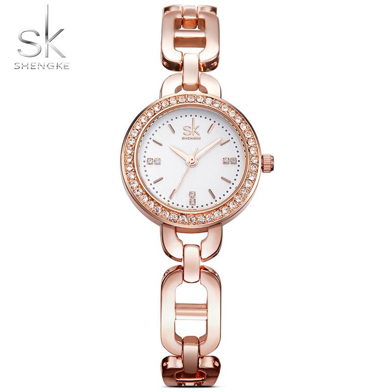 Wristwatches Shengke Luxury Women's Watch Fashion Ladies Watches Rose Gold All Steel Clock Satre Relogio Feminino, Silver
Wristwatches Shengke Luxury Women's Watch Fashion Ladies Watches Rose Gold All Steel Clock Satre Relogio Feminino, Silver