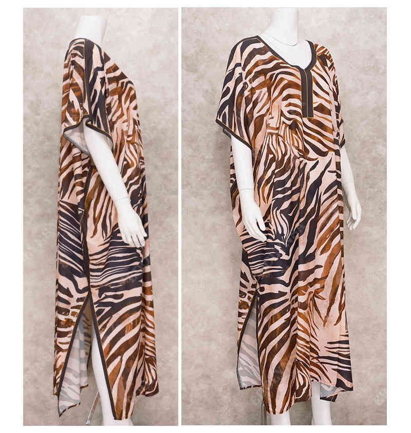 Swimwear Cover-ups Bohemian Printed Long Kimono Cardigan Open Front Women Plus Size Beach Wear Swim Suit Cover Up Q1214 210420