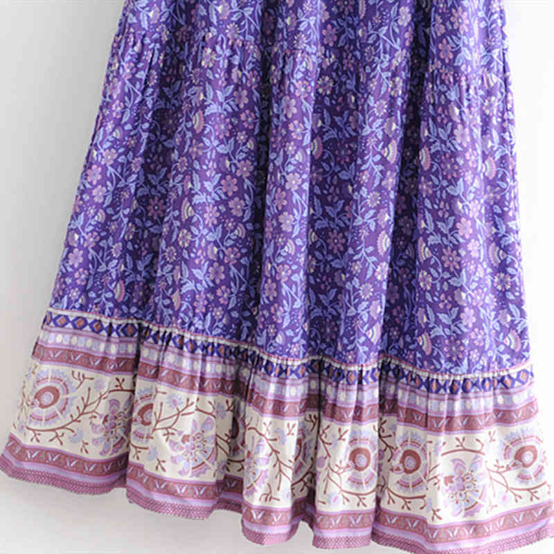 Chu Sau beauty Fashion Boho Style Floral Printed Maxi Dress Women Holiday Chic Lady's Sashes Dresses Female Beautiful Beachwear 210508