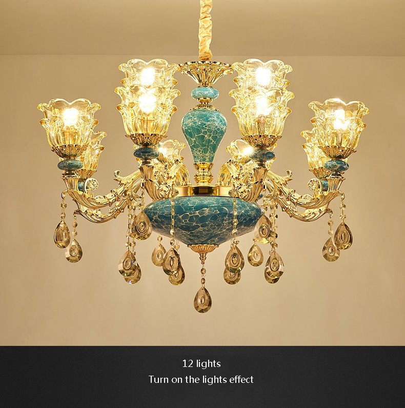 Living Room Chandeliers Blue Lighting Modern Minimalist Dining Rooms Lamp French Ceramic Chandelier Bedroom Crystal Lights