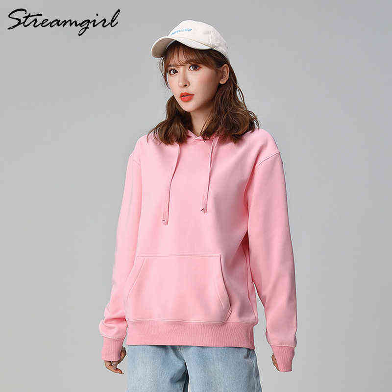 Women's Sweatshirt Cotton Oversized Hoodies And Sweatshirts Oversize Pink Sweatshirt With Hood Yellow Cotton Hoodies Women 211108