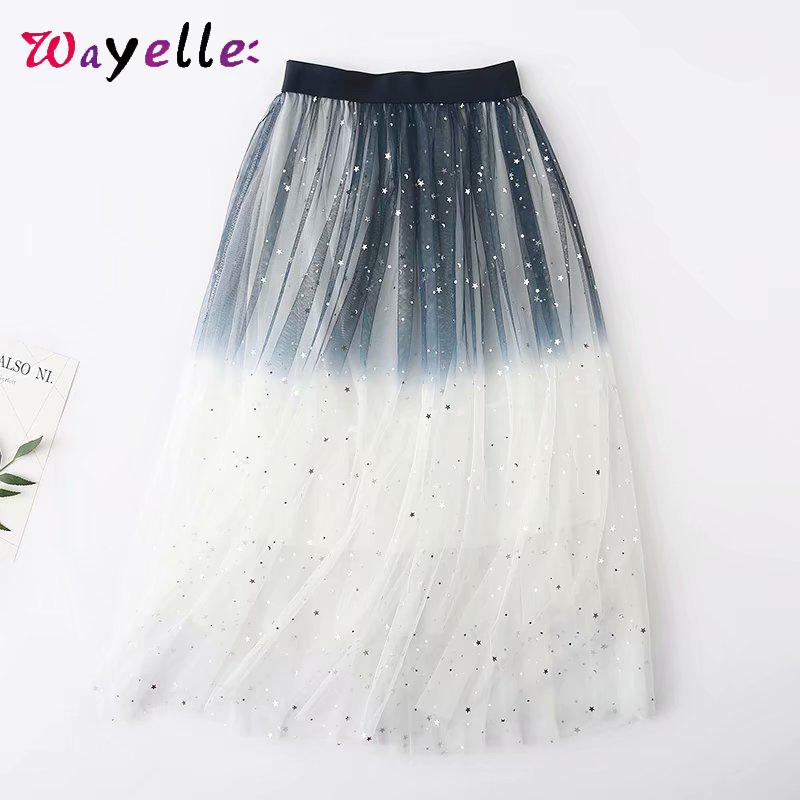 Skirts Ball Gown Mesh Long Skirt Flashing Star High Waist Gradual Color Mid-Calf Skirt2021 Korean Sweet Empire Pleated, 003
Skirts Ball Gown Mesh Long Skirt Flashing Star High Waist Gradual Color Mid-Calf Skirt2021 Korean Sweet Empire Pleated, 003