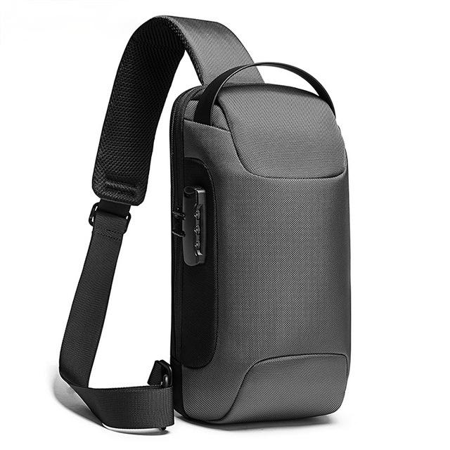 Travel Friendly Men's Thief-Proof Wallet Bag - Waterproof Crossbody with Convenient USB Port for On-the-Go Use