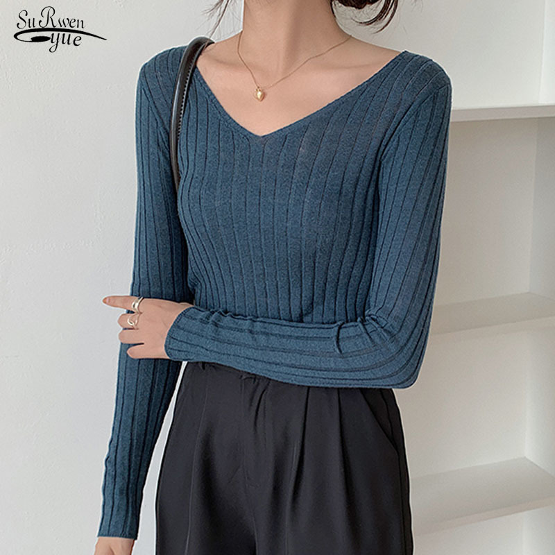 Korean V-neck Knitted All-match Sweater Women Pullover Solid Striped Slim Bottoming Winter Clothes 11028 210521, Dark brown
Korean V-neck Knitted All-match Sweater Women Pullover Solid Striped Slim Bottoming Winter Clothes 11028 210521, Dark brown