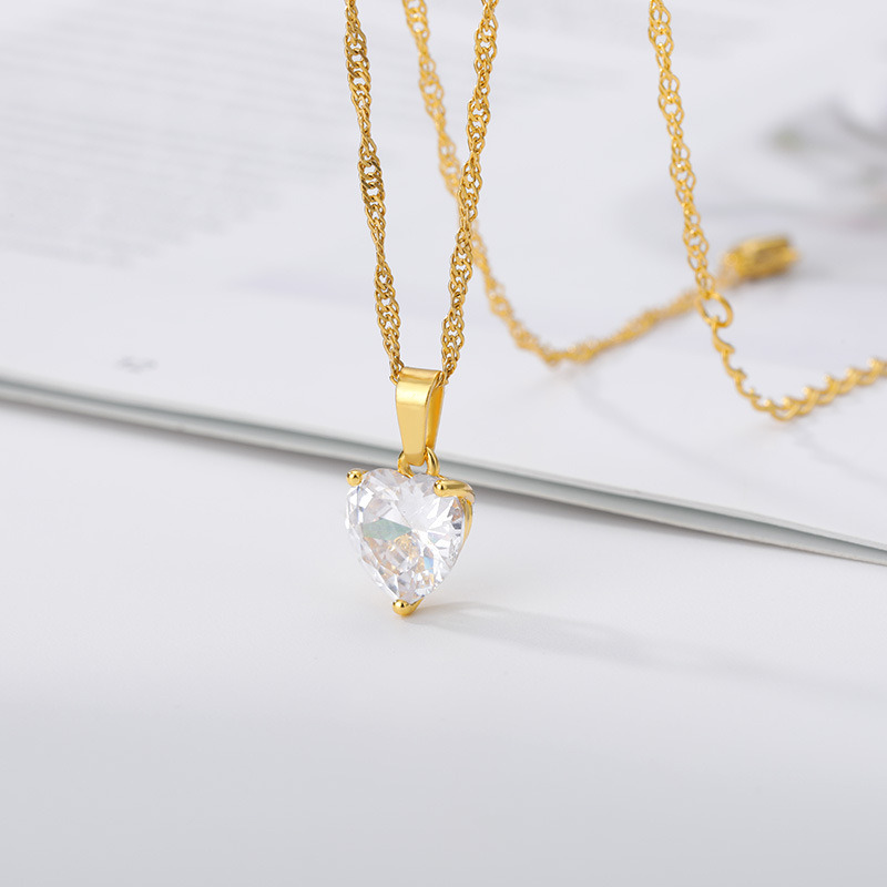 Fashion Heart Necklace For Women Couple Lovers Gold Stainless Steel Chain Chocker Female Pendant Necklaces Cute Zircon Jewlery, Silver
Fashion Heart Necklace For Women Couple Lovers Gold Stainless Steel Chain Chocker Female Pendant Necklaces Cute Zircon Jewlery, Silver