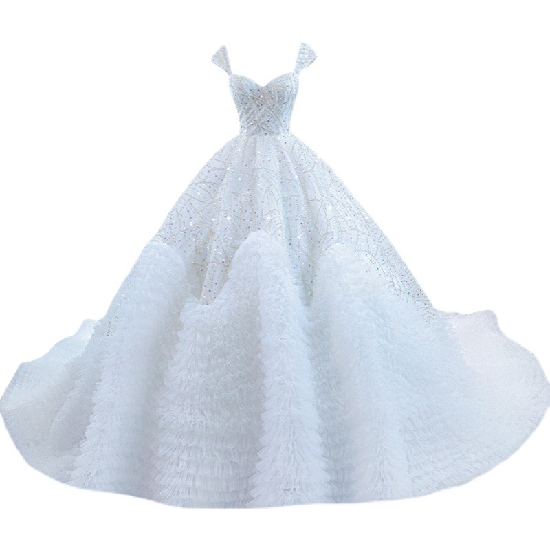 Elegant Mermaid Bridal Gowns Spaghtti Custom made Sequined Race Floor-length Wedding Dresses Court Train Satin Ruched Tulle Beach Vestido de noiva