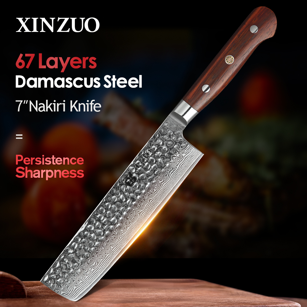 XINZUO 7 inch Nakiri Knife Japanese 67 ayer Damascus Samurai Stee Kitchen Knife Rosewood Hande Chef Knives Ceaver Cutery
XINZUO 7 inch Nakiri Knife Japanese 67 ayer Damascus Samurai Stee Kitchen Knife Rosewood Hande Chef Knives Ceaver Cutery