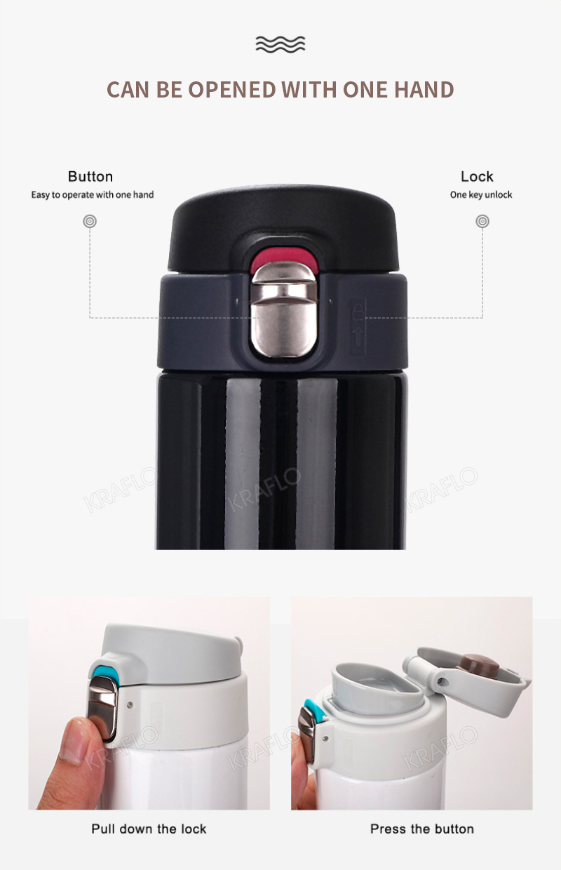 wholesale 500ml factory price Portable Thermos Mug with bounce lid Printable logo Seal Stainless Steel Vacuum Flasks vacuum cup For Car Water Bottles