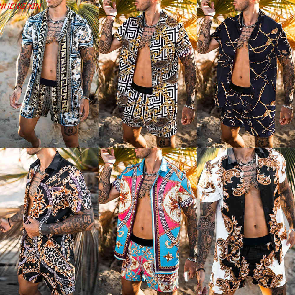 Fashion Hawaiian Print Short Sleeve Shirt Set Men's Beach Print Shorts+ Men's Daily Beach Shirt Two-Piece X0610, Gray
Fashion Hawaiian Print Short Sleeve Shirt Set Men's Beach Print Shorts+ Men's Daily Beach Shirt Two-Piece X0610, Gray