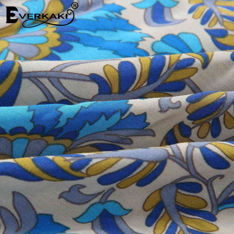 Everkaki Boho Print Long Skirts Women Bottoms Elastic Waist Gypsy Ethnic Ladies Skirt Female Spring Summer New Fashion 210408