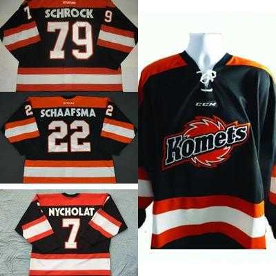Mens Womens Kids Customize ECHL Fort Wayne Komets 79 Kayleigh Schrock 22 Jamie Schaafsma 100% Embroidery Cheap Hockey Jerseys Goalit Cut, Black
Mens Womens Kids Customize ECHL Fort Wayne Komets 79 Kayleigh Schrock 22 Jamie Schaafsma 100% Embroidery Cheap Hockey Jerseys Goalit Cut, Black