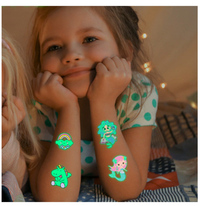 Luminous Sticker Temporary Tattoo Face Color Unicorn Mermaid Dinosaur Tattoos Child Cute Stickers Body Tattoo For Boys And Girl
Luminous Sticker Temporary Tattoo Face Color Unicorn Mermaid Dinosaur Tattoos Child Cute Stickers Body Tattoo For Boys And Girl