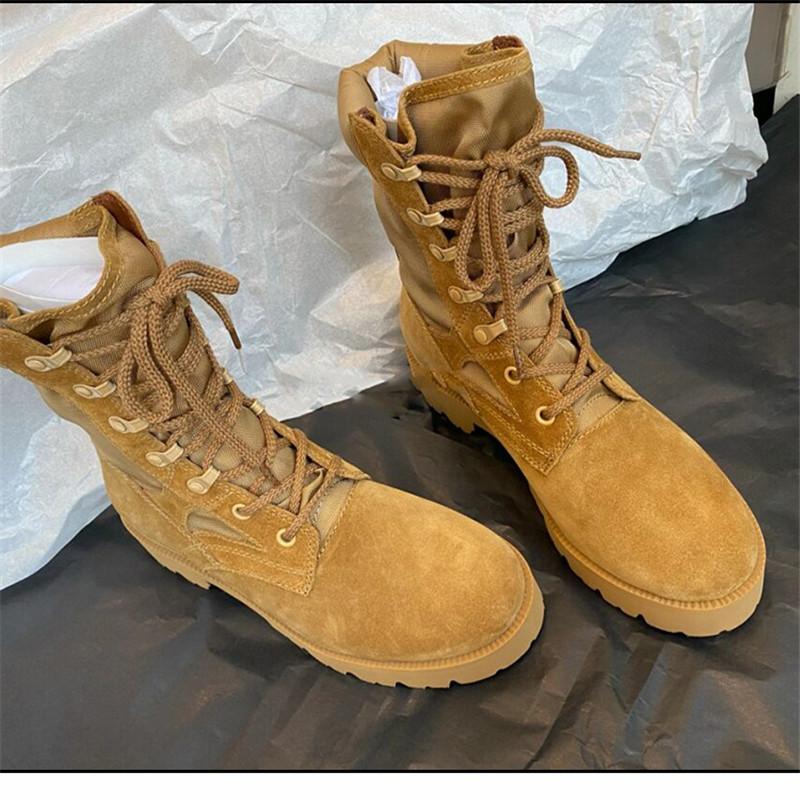 Boots Mid-Tube Women Winter Genuine Leather Nude Platform Lace-Up Riding Leisure All Match British Style Short