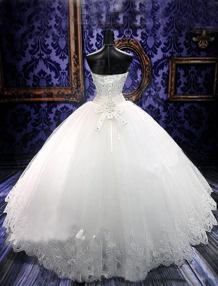 Bridal Gowns Gorgeous Ball Gown Sweetheart Beading Flowers Floor- Length Charming Wedding Dress