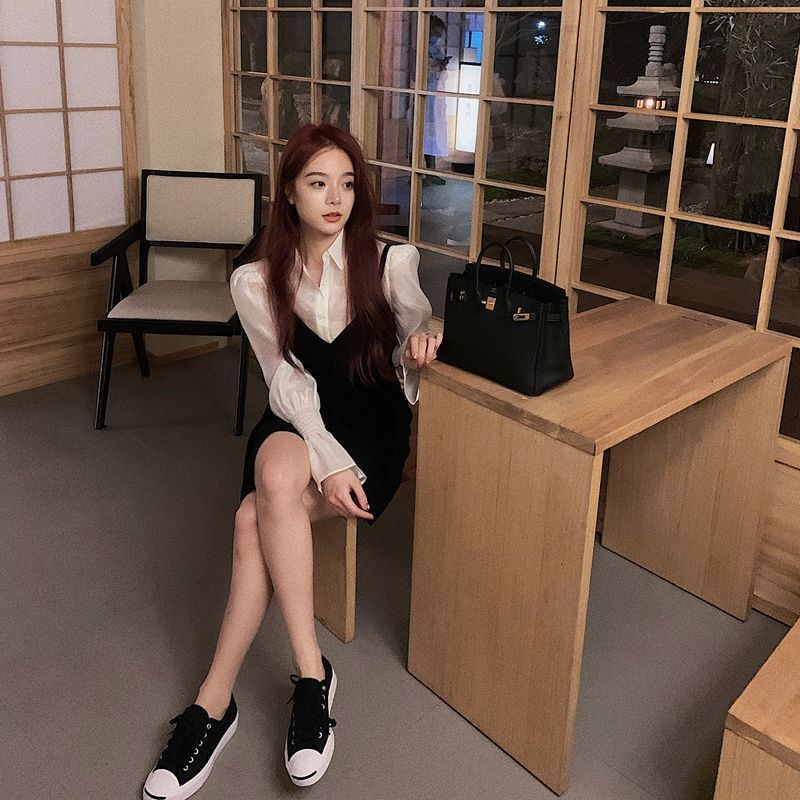 Patchwork Elegant Y2k Dress Women Long Sleeve V-neck Sweet Shirt Dress Evening Party Dress Korean Summer Kawaii 210521